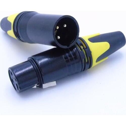 High quality 50Pcs/lot xlr connector audio plug microphone plug with 25PCS NC3MXX & 25PCS NC3FXX 3pin gold plated yellow color