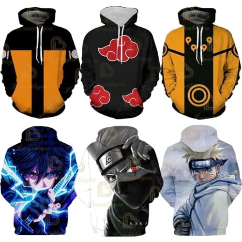 Japan Anime Naruto Akatsuki Red Cloud 3D Print hoodie black harajuku hoodies Casual Tracksuit Cool Tops Autumn Hoody Hoodies