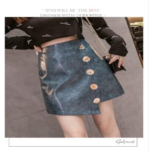 New design womens fashion sexy high waist GLOSSY pu leather a-line asymmetric irregular short skirt plus size S M L XL XXL
