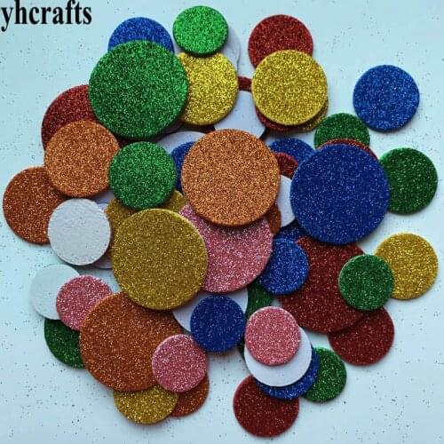 1bag/Lot Round mosaic glitter foam stickers Foam puzzle game Kids toy Early learning educational toys Kindergarten crafts