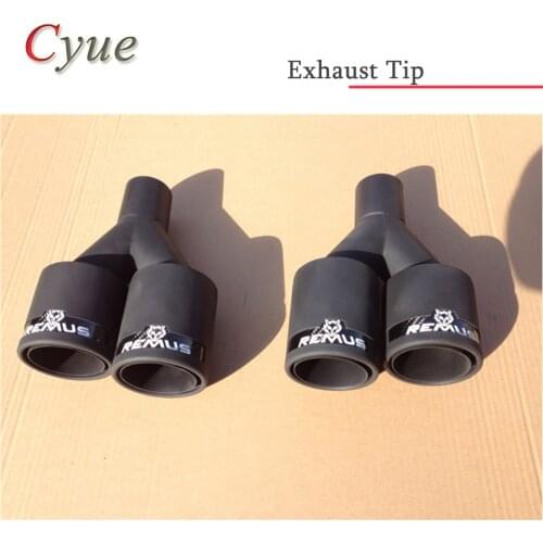 1 Pair Matt Black Stainless Steel Universal Exhaust Tip Remus Dual Exhaust Muffler Pipe Tips