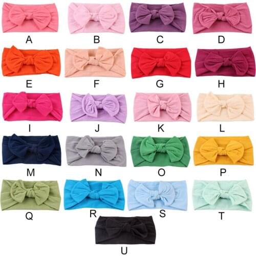 1PCS Toddler Turban Solid Bows Baby Headband Knotted Bow Hair Bands Stretchy Fabric for Infants Toddler Turban Hair accessories