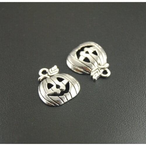 10 Pcs Metal Alloy Halloween Silver Color Pumpkin Charms Pendants Smile Pumpkin Charm Accessories 19x16mm A277
