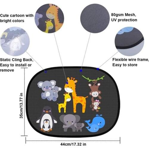 2PCS Car SunShade for Baby Kids Children Window UV Sun Shades Animal Foldable