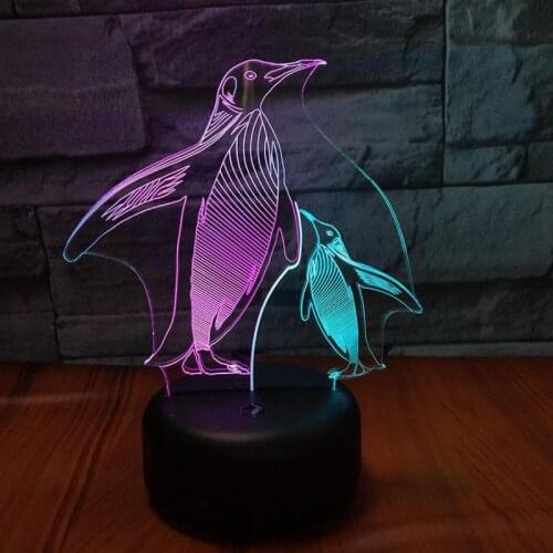 Penguin 3d Visual Nightlight Creative Colorful Touch Charging 3d Light Fixtures Lovely cartoon childrens toys Kids Lamp