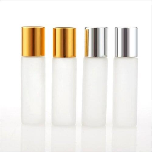 5ML frosted glass bottle steel ball roll on for eye cream, perfume,essential oil/lip gloss/honey skin care cosmetic
