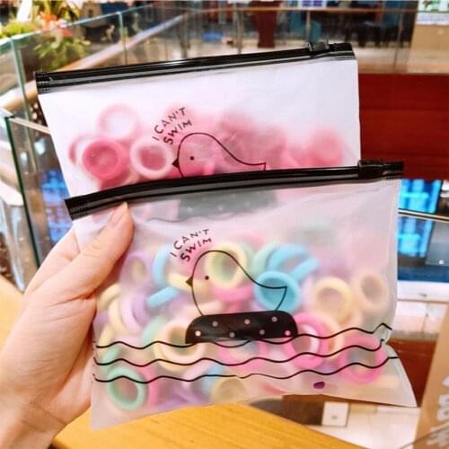 5Pcs/Set Underwear Storage Bag Cartoon Sealed Translucent Bird Pattern Frosted Bra Organizer for Home