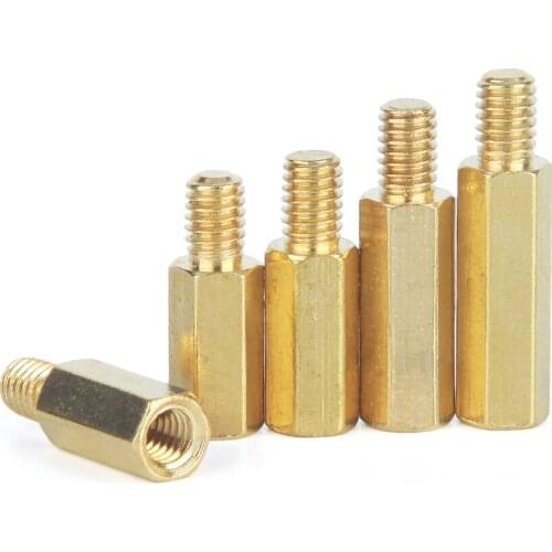 5pcs M3/M4*L+6mm Female / Male Brass Pillars Hex Standoff Spacers PCB Thread Pillar Studs