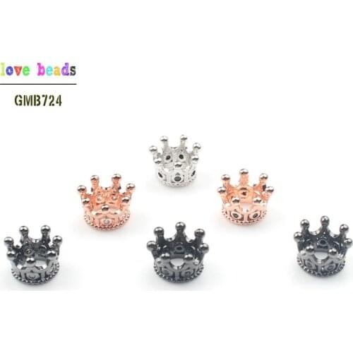 7*9mm Wholesale CZ Crown Beads for Jewelry Making DIY Copper Spacer Beads fit Bracelet Jewelry Accessories 5pcs/lot