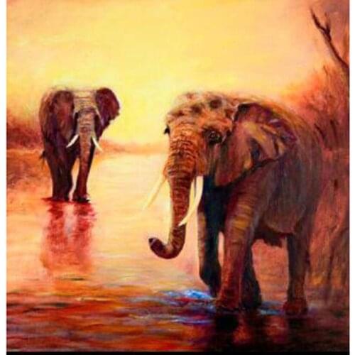 5D DIY Diamond Painting Animal Painting Square/Round Diamond Elephant Picture Cross Stitch Embroidery Decoration Artwork WG2992