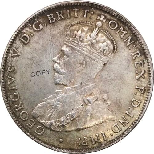 Australia 1 One Florin Two Shillings George V 1924 Advance Crowned Bust Left Cuproickel Plated Silver Copy Coins