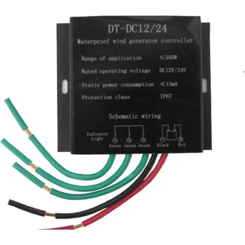500W DC12V/24V Automatic Switch Waterproof Wind-driven Generator Controller Regulator with Battery Charge Function