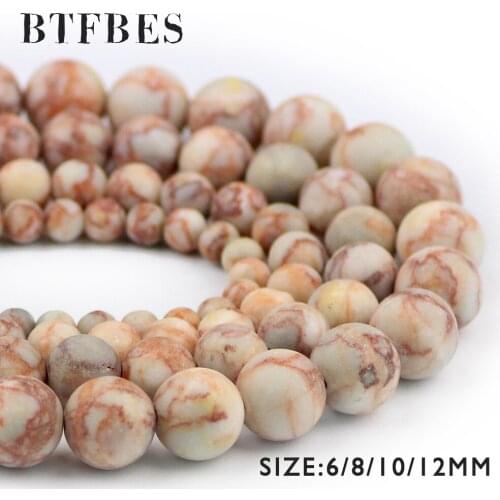 BTFBES AAA Matte Red grid stone Beads Natural Stone Round Ore Loose Beads 6 8 10 12mm Ball DIY Jewelry Bracelet Making Necklace