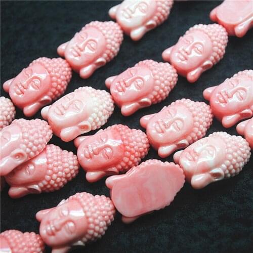 15PCS Caring Pink Buddha Heads Beads Accessories Size 15x20MM Two Types of Designs For Fashion Bracelets Making Parts Free Ships
