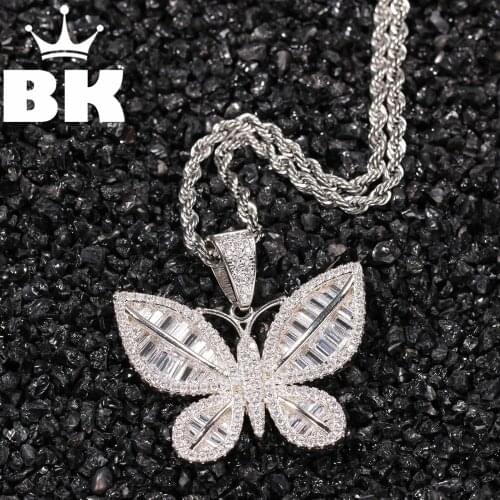 THE BLING KING Custom The New Pattern Butterfly Necklace HipHop Full Iced Out Cubic Zirconia gold sliver CZ Stone