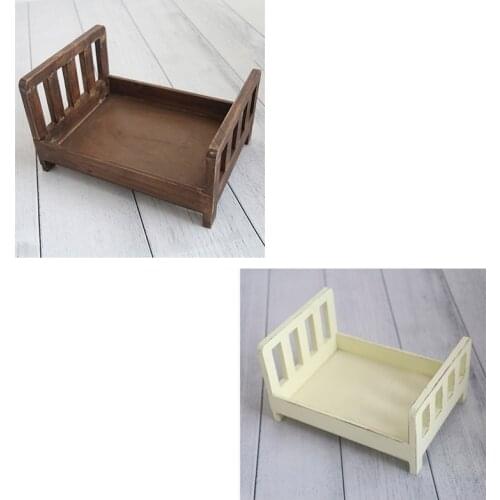 Wooden Rustic Bed Vintage Style Newborn Bed Photography Props Wood Stain Props Baby Girl Sitter Bowl