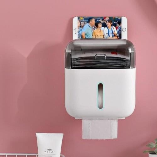 Toilet Paper Holder White Bathroom Plastic Tissue Box For Toilet Paper Wall Mounted Storage Box Napkin Wc Waterproof Organizer