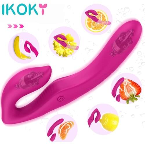 IKOKY Dual Motors Dildo Vibrator Clitoris Vagina Stimulator Anal Vibrators Sex Toys for Women Lesbian Strapon G-spot Massager