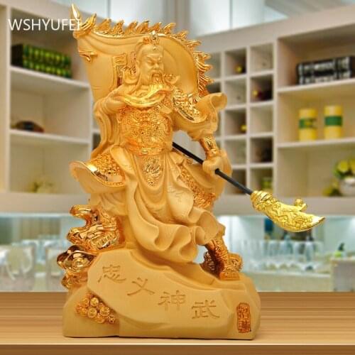 Chinese Resin Guan Yu Model Sculpture Ornaments Living Room Wine Cabinet Feng Shui Decorations Shop Lucky Decor Accessories