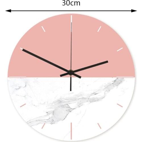 Creative Wall Clock 12 Inch Pink Marble Clock Kids Room Wall Decoration Colorful Wall Watch Silent Movement Unique Gift