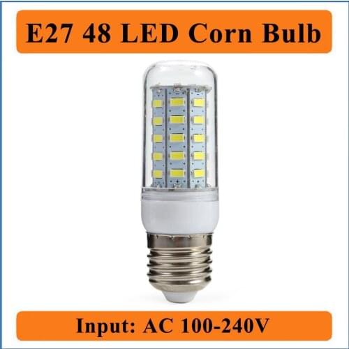 E27 48 LEDs Corn Bulbs Light Input AC100-240V 48 Led Bulb Lamp Corn LED Lights Chandelier For Home Lighting LED Bulb