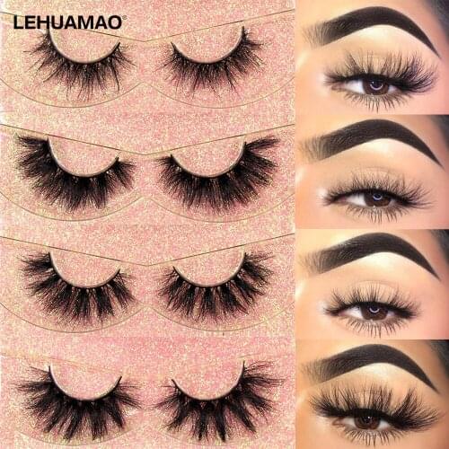 LEHUAMAO Makeup Eyelashes 3D Mink Eyelash Reuse Luxury False Lashes Fluffy Soft Eyelashes Volume Wispy Lash Full Strip Lashes