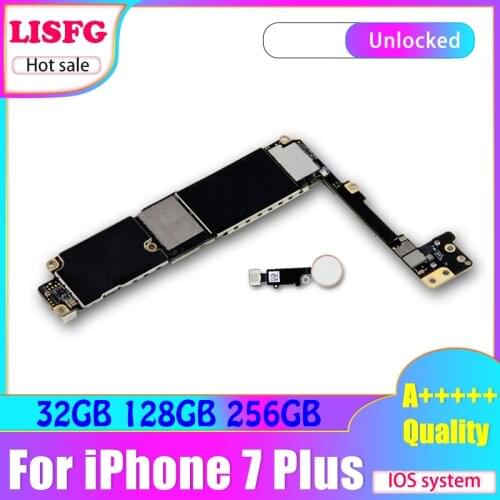 100% Original unlocked for Phone 7 plus Motherboard without Touch ID,for iPhone 7 Plus Mainboard with Chips,32gb / 128gb / 256gb