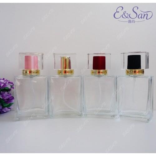 Refillable 50ML Square Transparent Glass Perfume Spray Cosmetics Empty Bottle