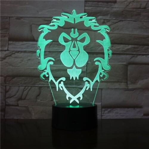 WOW Model Lion 3D Illusion NightLight LED Colourful Flash Touch Light Desk Lamp Game Figure Toys 2876