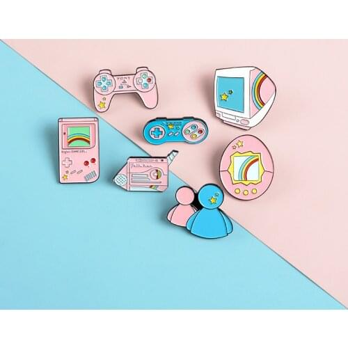 Fashion Classic Handheld Game Machine Metal Enamel Brooch 90S Gamepad Mobile Square Badge Pin Fun Trendy Jewelry Gift Friend
