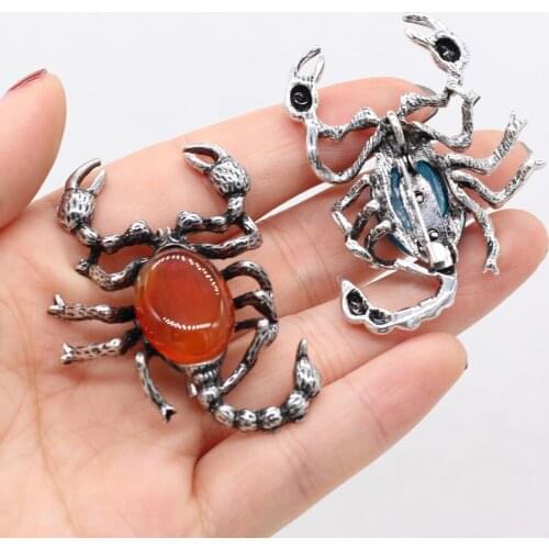 Fashion Jewelry Natural Stone Lapis Lazuli Opal Brooch Chip Pins for Women Girl Birthday Gift Animal Abalone Shell Brooches