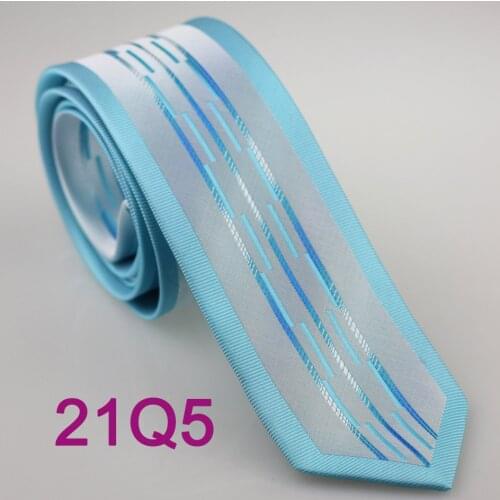 YIBEI Coachella Ties Mens SKINNY Tie New Design Aqua Border Silver Turquoise Vertical Stripe Microfiber Necktie Fashion SLIM Tie