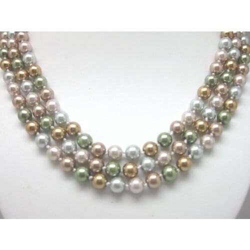 New fashion multicolor 8mm simulated-pearl shell round beads necklace elegant party weddings anniversary gits 17inch F323PE
