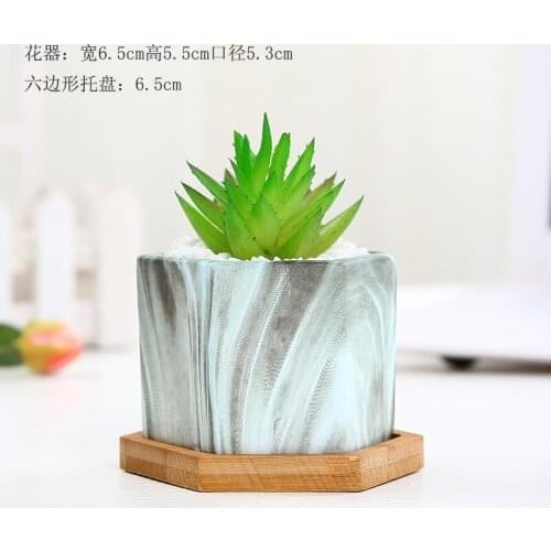 2021 New Nordic Marble Vase Succulent Hexagonal Small Flower Pot Square Vase Desktop Home Creative Flower Pot