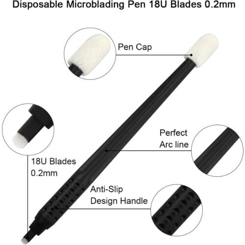 Eyebrow Disposable Microblading Pen 18U Shape Blade Permanent Makeup Tattoo Manual Pen for 3D Eyebrows Tattoo Supplies