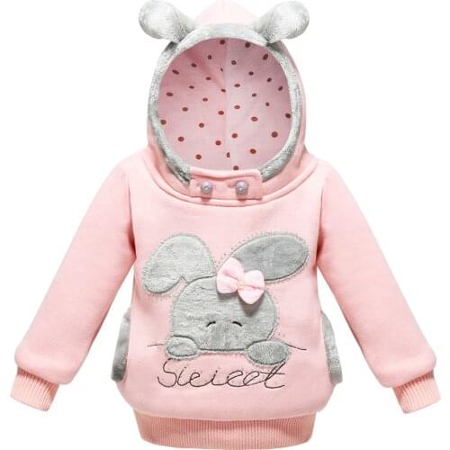 Girls Coat Cartoon Rabbit Autumn Plush Girls Hoodies Full Sleeve Casual Kids Sweatshirts Children Coats kids Clothing