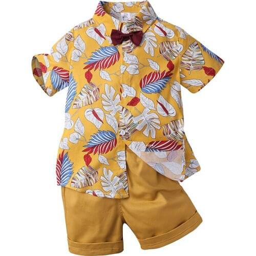 Summer Children Vacation Beach Boy Clothing Suit Toddler Kids Floral Print Tops shorts Casual Hawaii Outfit Clothes