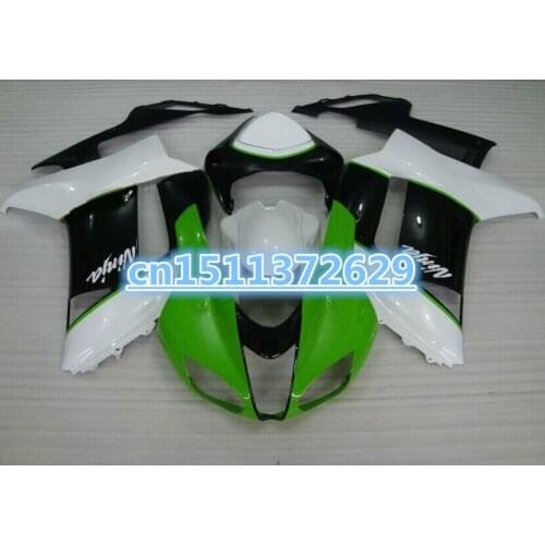 Injection Full Fairing Kit For Kawasaki ZX-6R Ninja 2007 2008 ZX6R 07 08 ABS Plastic Motorcycle Cowlings Gloss White Green Hulls
