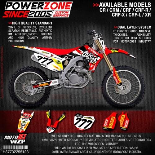 PowerZone Custom Team Graphics Backgrounds Decals 3M Stickers Kit For HONDA CRF250R 2014-2017 CRF450R 2013-2016 123