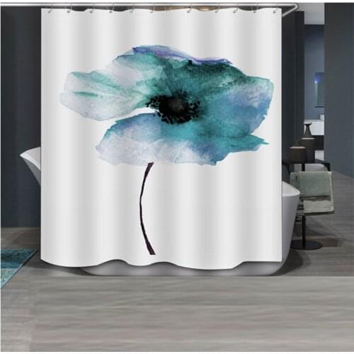 Multi-size Colorful Flower Bathroom Shower Curtain Polyester Waterproof Quick Dry Printing Shower Curtain With 12pcs Hook