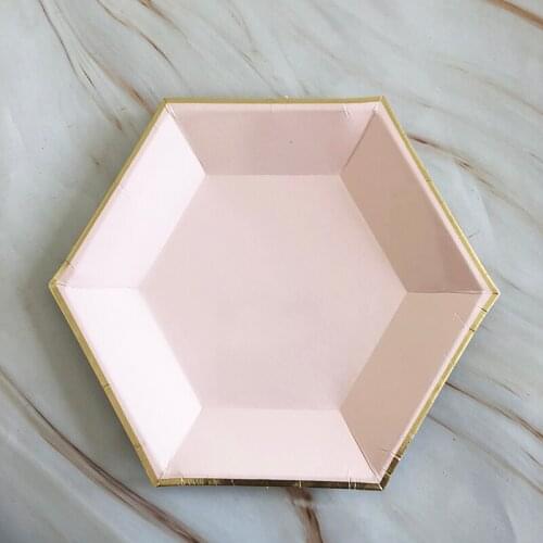 Hexagon Paper Party Plates 8Inch (8pcs) Decorative Tableware for Birthday Parties, Baby Showers, Grad Parties, Weddings