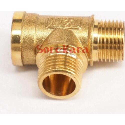 2pcs 1/2" BSP Female x 1/2" BSP Male x 1/2" BSP male Thread Tee 3 Way Brass Pipe fitting Connectr for water fuel gas