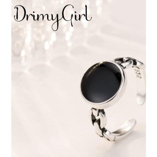 Punk Vintage Black Round Ring For Women Men Adjustable Size Geometric Rings Exquisite Creative Jewelry Wholesale