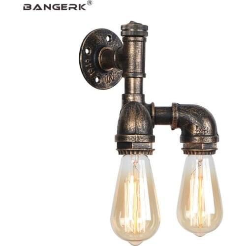 Vintage Water Pipe Wall Lamp Switch Retro Lights Loft Iron Wall Light LED Edison Sconce For Aisle Bedside Home Indoor Lighting