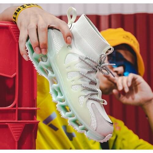 High Top Men Blade Platform Sneakers Knitting Breathable Man Sports Shoes Hard-Wearing Trainers Shoes Male Cushion basket homme