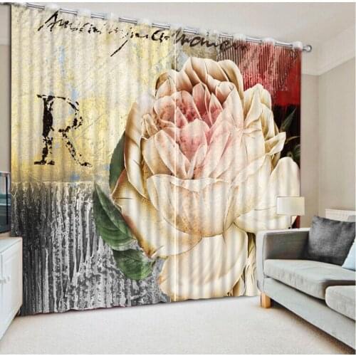 Custom Photo Curtain 3D Living room Curtain Photo retro flower Curtains For Living room Home Decoration Luxury Curtains