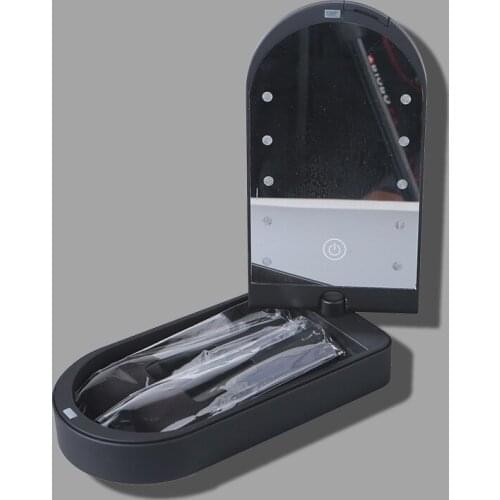 Pocket mirror folding makeup mirror with makeup brush set led touch portable one-face storage box makeup mirro Christmas Gift