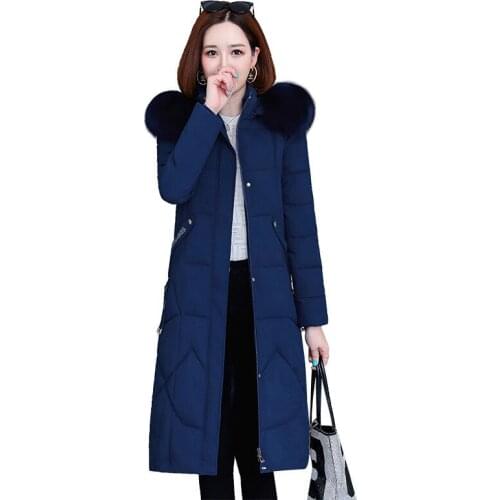 Winter coat women long loose anti cold down cotton jacket 2020 new Korean fashion plus size long fur hooded parka feminina JD912