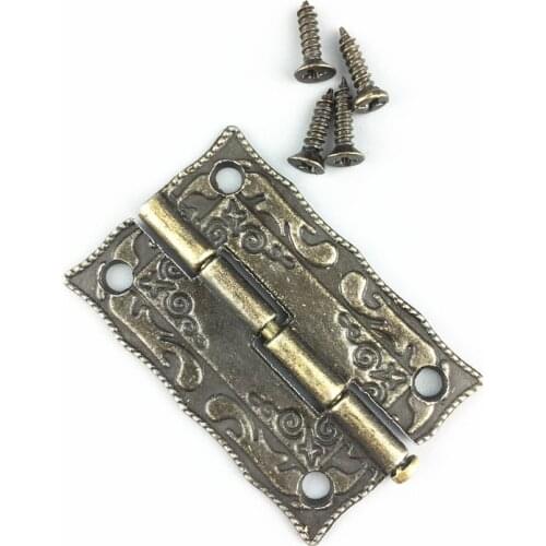10pcs 180 degrees Furniture hinge 36*23mm archaize Printing hinges wooden box hinge door Lace hinges 4 hole