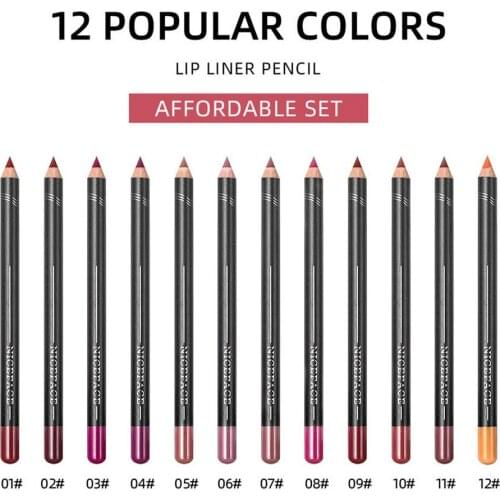 12 Colors Lip Pencils Matte Lipliner Waterproof Smooth Colorful Silk Lipstick Pen Long Lasting Pigments Lip Makeup Cosmetics